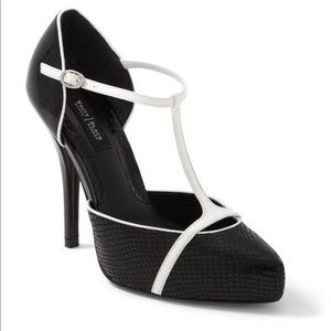WHBM Snake embossed T-strap heel 8.5